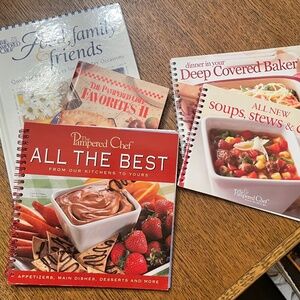 Vintage LOT Pampered Chef Cookbooks Food Family Friends Hardcover & Spiral Bound